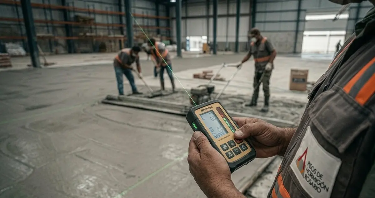 Nivelación láser de alta precisión para piso de hormigón industrial